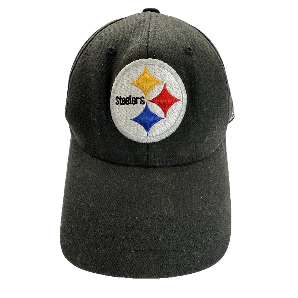 47 Brand Pittsburgh Steelers Strapback Hat Cap‎ Black NFL Football Logo EUC